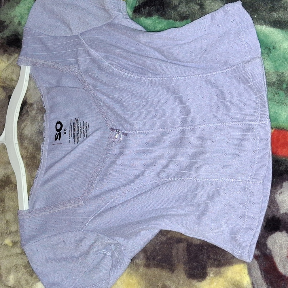 SO Light Purple Short Sleeve Blouse